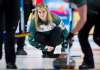 THE CANADIAN PRESS/Jonathan Hayward
Team Wild Card 2 skip Jennifer Jones watches her shot during the wild card game at the Scotties Tournament of Hearts in Moose Jaw, Sask, Friday. The Jones rink slid into the Scotties draw on Friday night, defeating the Tracy Fleury rink 8-7.