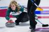 JONATHAN HAYWARD / THE CANADIAN PRESS
Jennifer Jones makes a shot during Draw 2 against Team Ontario at the Scotties Tournament of Hearts Saturday in Moose Jaw.