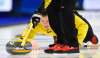 Team Manitoba skip Jason Gunnlaugson delivers a stone as he takes on Newfoundland at the Brier in Kingston, Ont., on Saturday, Feb. 29, 2020. (Sean Kilpatrick / The Canadian Press)