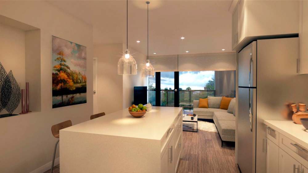 Design renderings of future loft apartments at the former Uptown Academy Lanes building. (Globe Property Management)