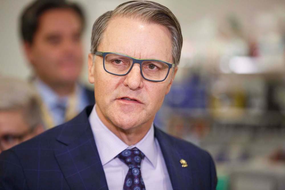 Health Minister Cameron Friesen says testing for COVID-19 has been ramped up from 40 per day to 500. (Mike Deal / Winnipeg Free Press)