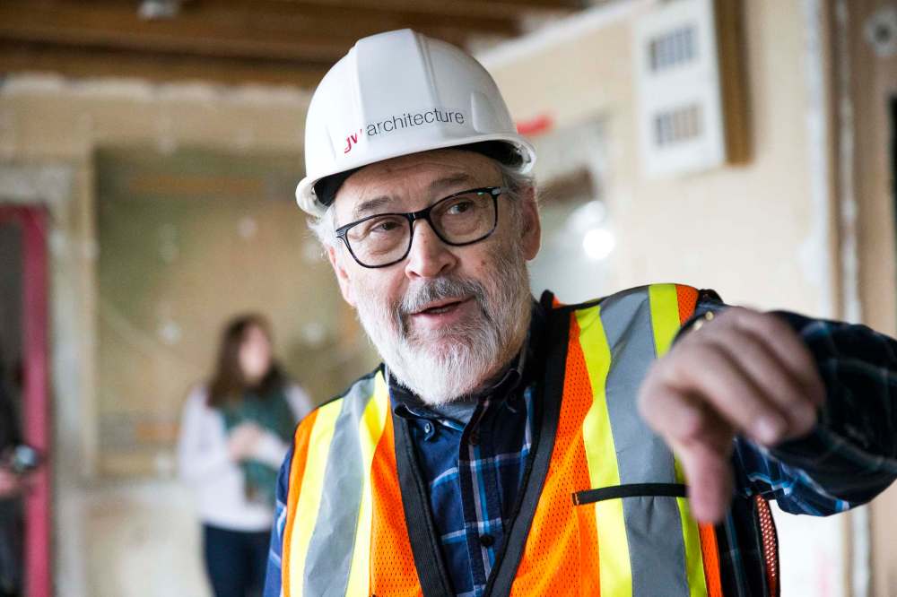 MIKAELA MACKENZIE / WINNIPEG FREE PRESS
‘It’s always interesting to come up with the design for the windows, where you have to look at old photographs, old drawings,’ said architect Giovanni Geremia.