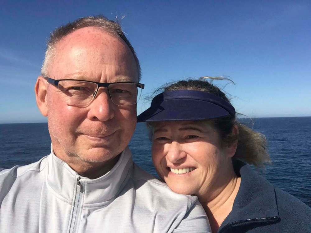 SUPPLIED Mike and Irene Schwartz boarded a French cruise ship on March 7. Despite no passengers or crew being diagnosed with COVID-19, the ship had been turned away from Valparaiso, Chile, where it was set to port Friday.