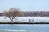 People walk along the Clear Lake Marina pier in Wasagaming on a sunny day. Spring break is usually a great time to visit the town but the pandemic is having a crippling effect on hospitality businesses there and across the province. (Tim Smith / Brandon Sun files)