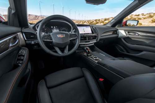 The audio and climate controls use simple dials and switches, a welcome change for Cadillac.