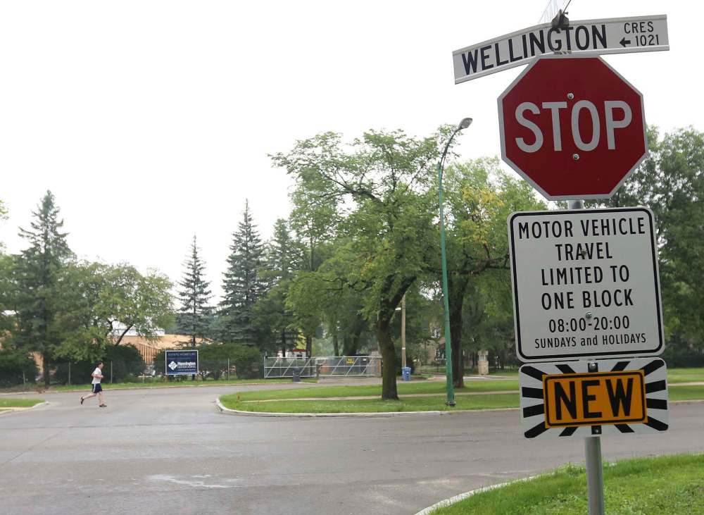 Traffic restrictions, similar to Sunday's designated bike corridors, are now in place for half of each day to permit greater space for social distancing for those walking or riding a bike. (Trevor Hagen / Winnipeg Free Press)