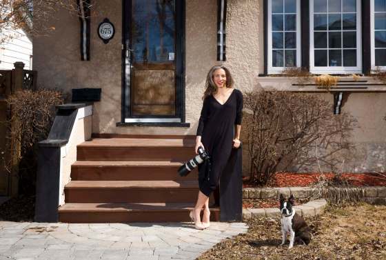 MIKE DEAL / WINNIPEG FREE PRESSFor the Front Steps Project, local photographer Kristen Sawatzky (with her dog Otto) took pictures of local families in exchange for donations to charity.