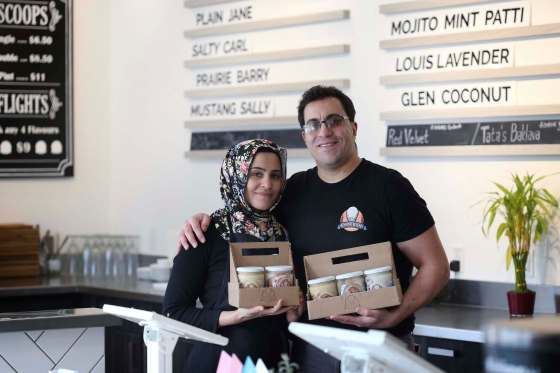 SHANNON VANRAES / WINNIPEG FREE PRESSJoseph Chaeban and his wife Zainab Ali settled on a subscription model in order to better forecast the business’s cash flow and cover expenses. Customers can sign up online and the minimum cost of a subscription is $20 for two pints of ice cream a month with free delivery.