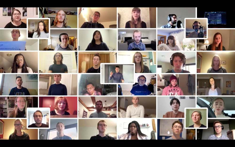 Members of the Prairie Voices choir have still been able to sing together from their own homes with virtual performances. (Photo supplied by Geung Kroeker-Lee, artistic director Prairie Voices)