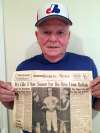 SUPPLIED
Former Winnipeg Whips pitcher Ernie McAnally with 1970 Winnipeg Free Press story featuring a photo of himself.