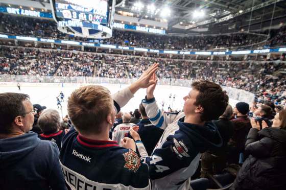 Mike Sudoma / Winnipeg Free Press filesWinnipeg Jets fans celebrate a 3-0 victory over the Washington Capitals at Bell MTS Place in February.