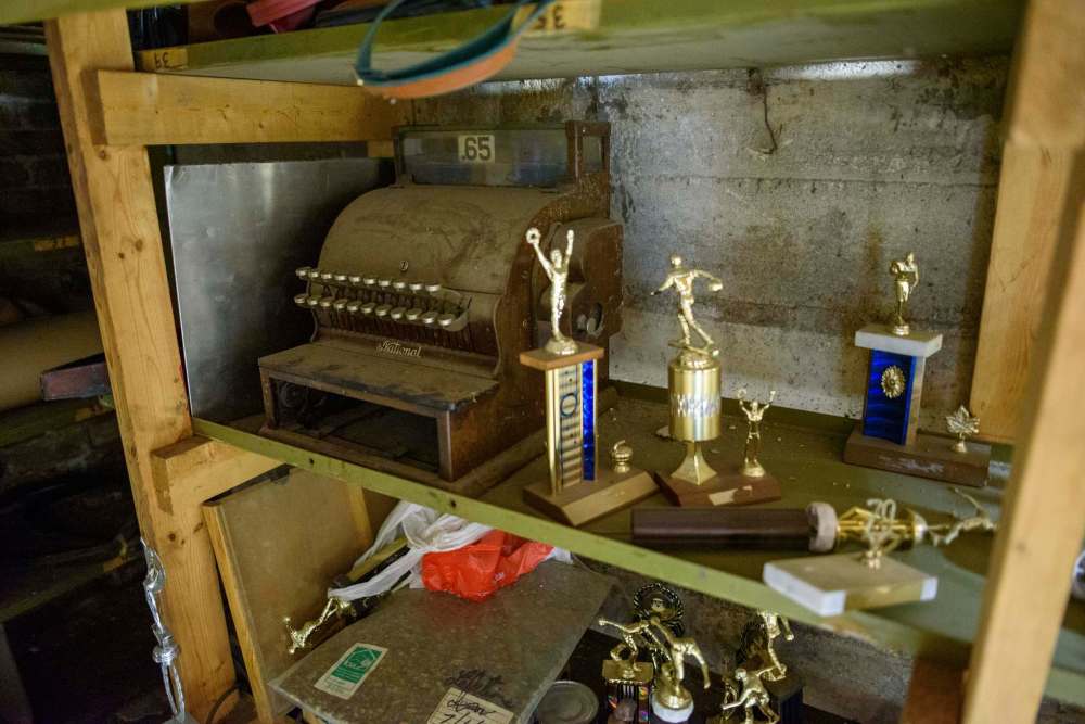 An old till Melissa Gauthier believes to be from when the Roxy was a theatre. The basement is chock full of old theatre equipment and other bits of memorabilia. (Jesse Boily / Winnipeg Free Press)