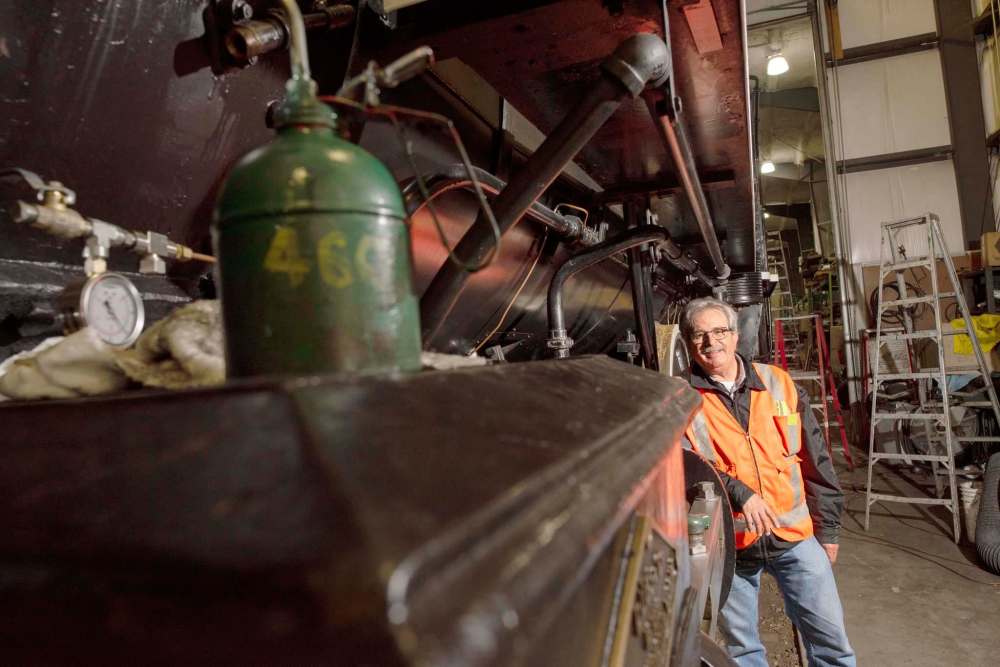 Paul Newsome says his passion for trains was sparked by his grandfather, who was a railway worker for 50 years. Newsome has now logged 50 years in the world of trains himself, after five decades with the Vintage Locomotive Society. (Jesse Boily / Winnipeg Free Press)