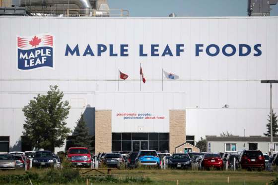 (Tim Smith/The Brandon Sun)Maple Leaf Foods just east of Brandon, Manitoba. The company says it voluntarily suspended its pork exports to China after the Chinese government adopted new protocols that require Canadian processors who report a positive COVID-19 case to do so.