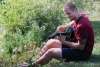 RUTH BONNEVILLE / WINNIPEG FREE PRESS
Winnipeg Blue Bombers receiver Drew Wolitarsky plays his guitar at a lake near his home. Wolitarsky, who lives in California, came up to Winnipeg because of the virus going crazy in the U.S. With no football, he’s putting a bigger emphasis on his music career.