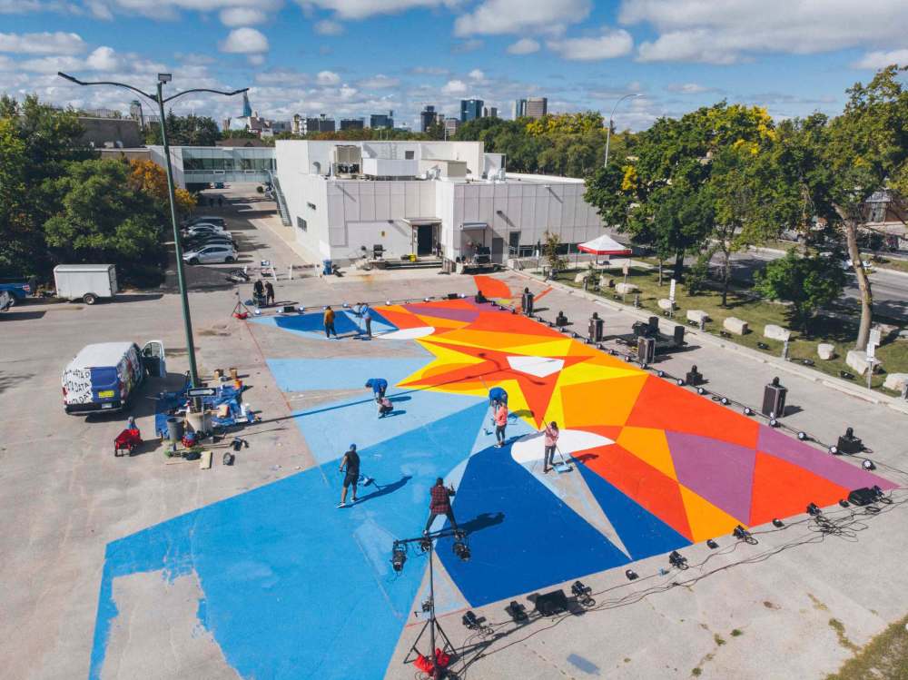 BNB Studios photo
Peatr Thomas’s parking lot mural will be used as a stage for dance and theatre performances this month during the Wall-to-Wall Mural and Culture Festival.