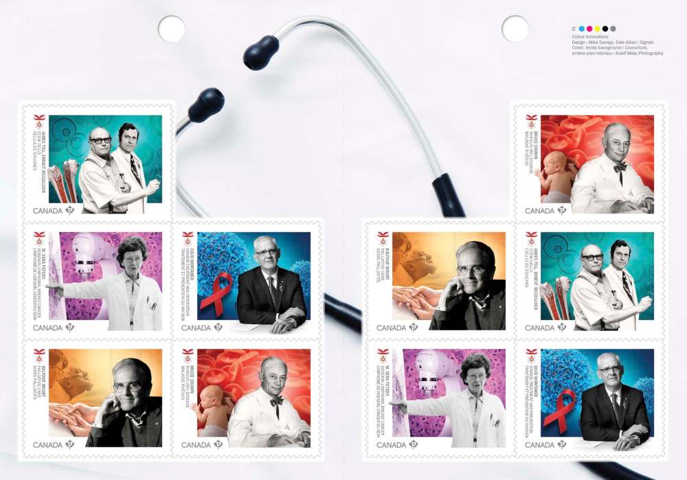 A set of commemorative stamps announced this week honour six Canadian physicians and researchers, among them Winnipeg-born Dr. Bruce Chown. (Supplied)