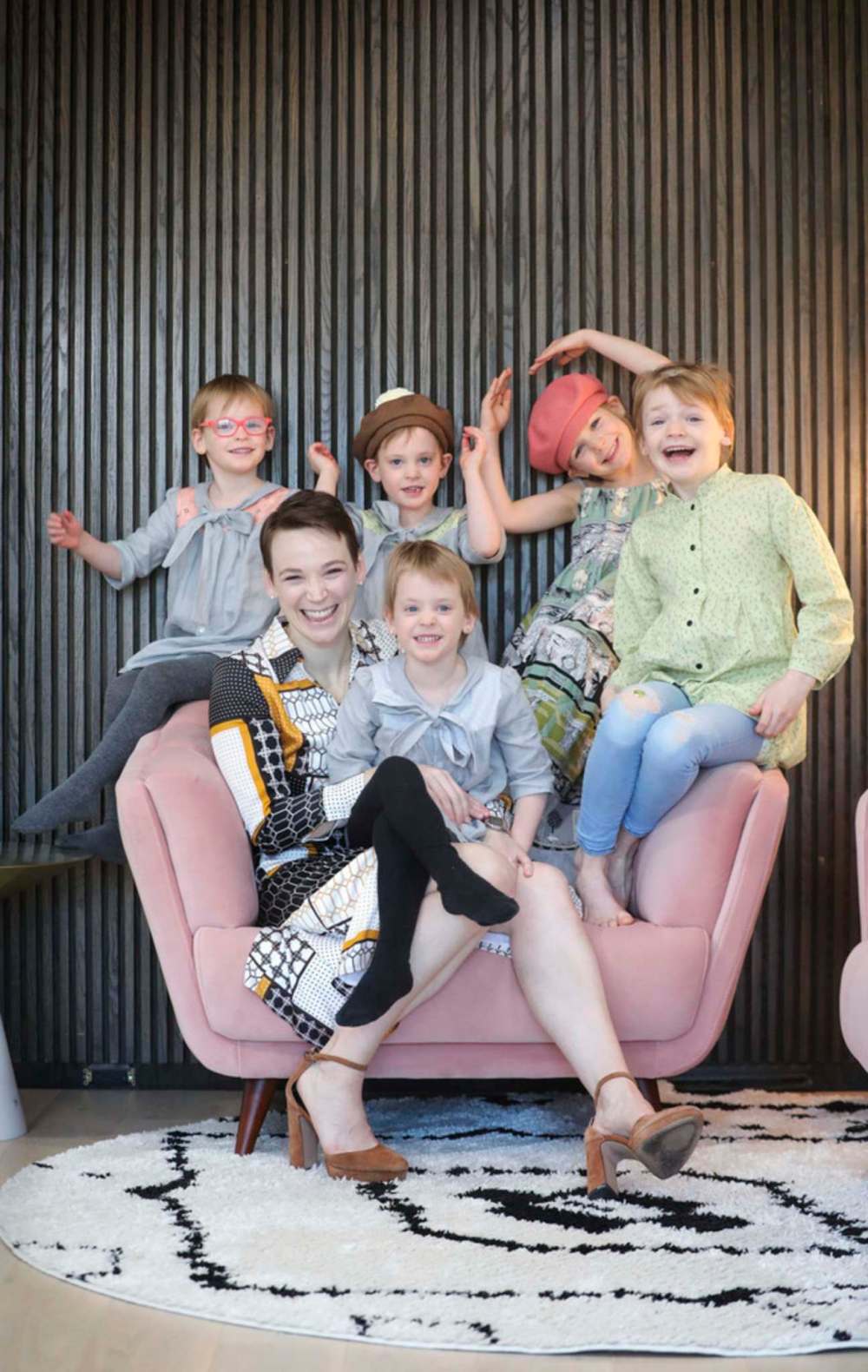 RUTH BONNEVILLE / WINNIPEG FREE PRESS
Andrée-Anne Généreux, a clothing designer and owner of Triplets & Co., is also a mom to (clockwise from top left) Alexandra, 4, Georgia, 4, Charlie-Rose, 6, Emma-Marie, 7, and Maxime, 4.