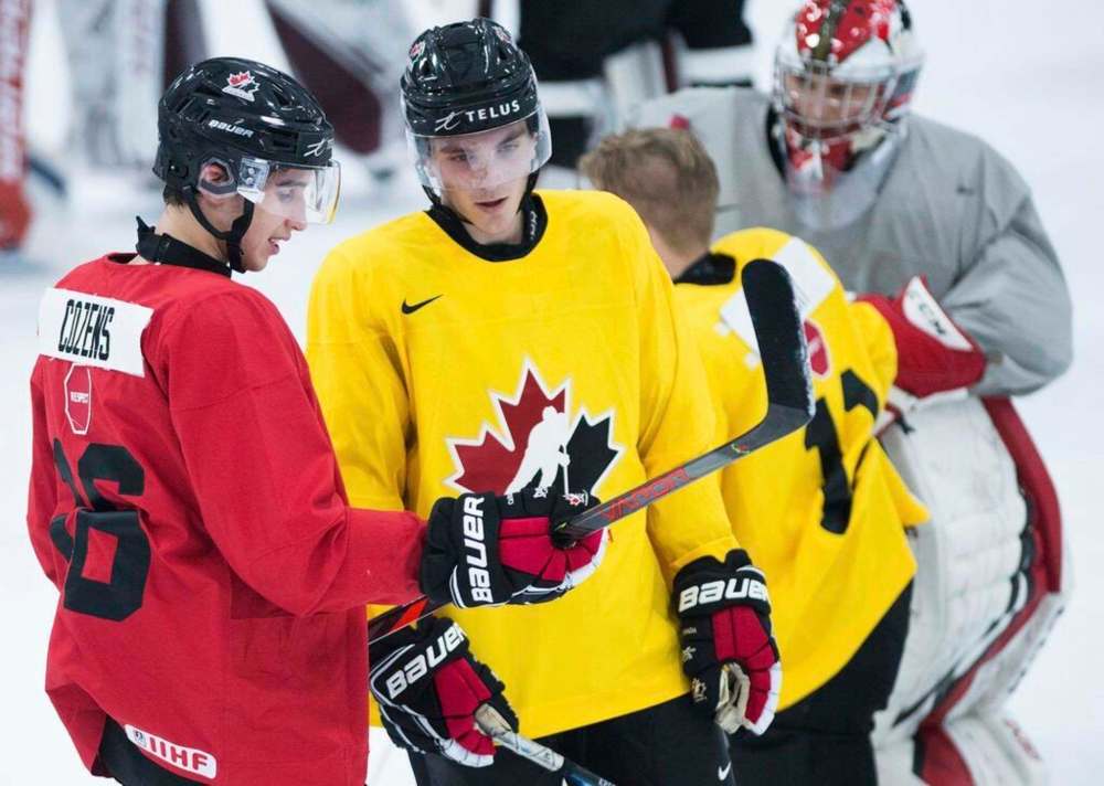 THE CANADIAN PRESS/Nathan Denette
Peyton Krebs, right, during team Canada world juniors selection camp in 2019 - a team he was eventually cut from. This year, Krebs was amoung the players selected for Canada’s roster to compete in the annual tournament that begins Boxing Day.