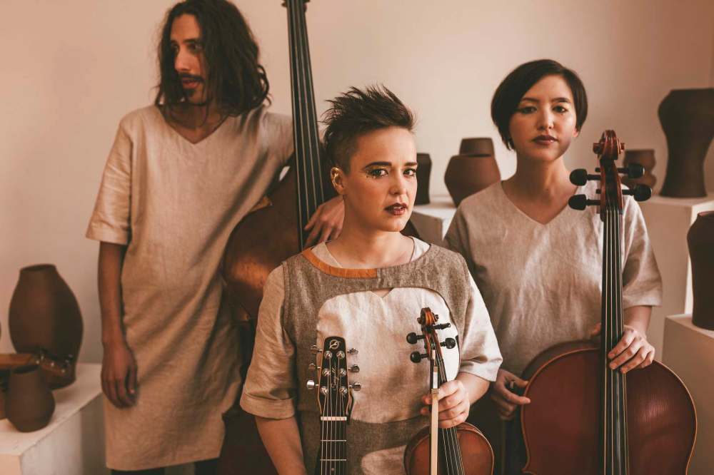 Megan Steen photo
Raine Hamilton, centre, created her third studio album with longtime collaborators Quintin Bart, left, and Natanielle Felicitas. Brave Land will be released incrementally over the next year.