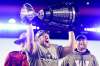 Frank Gunn / The Canadian Press files
Jake Thomas lifts the trophy as Blue Bombers head coach Mike O’Shea looks on as they celebrate winning the 107th Grey Cup against the Hamilton Tiger Cats in November 2019.