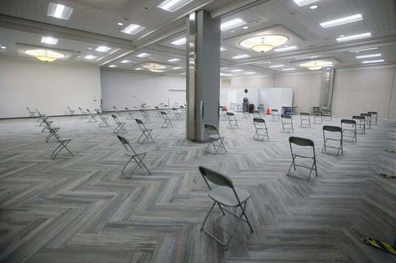 THE CANADIAN PRESS/John WoodsThe province's COVID-19 vaccination centre at the Convention Centre.