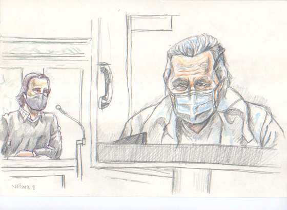 TADENS MPWENE / LA LIBERTÉ MANITOBAGreg Fenske (left) testifies at the bail hearing for Peter Nygard (right) who appeared by video from Headingley Correctional Centre.