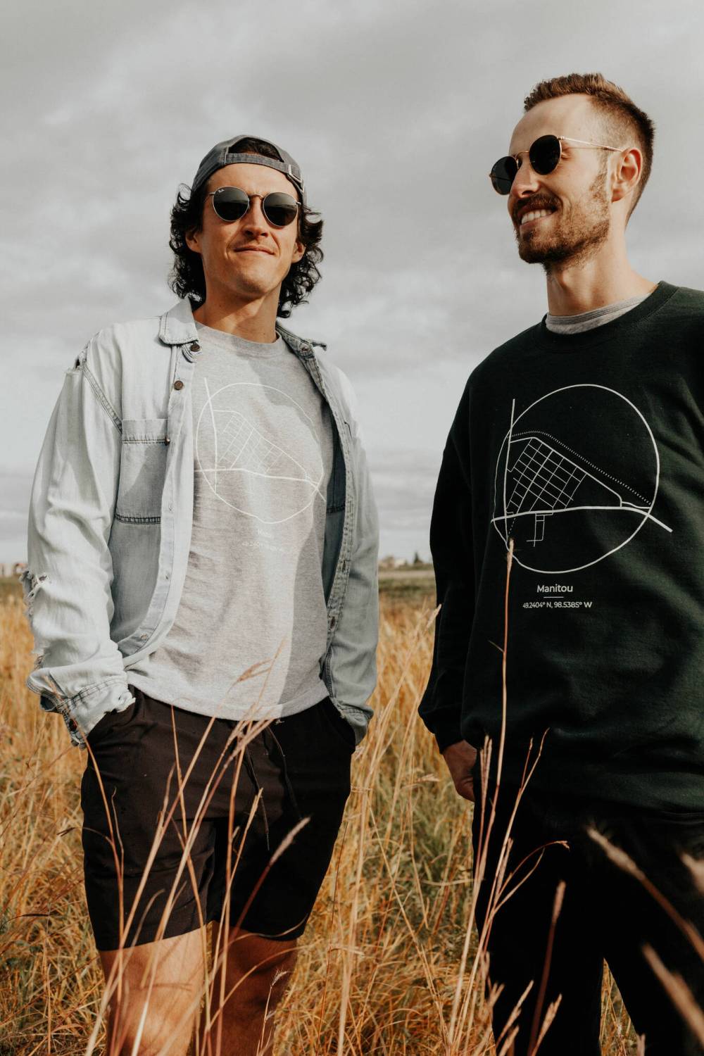 Paul Thorleifson, left, and Brooks Keen began Towns Apparel as a pandemic-era side hustle. The business has now reached over 200 small communities. (Courtney Champagne)