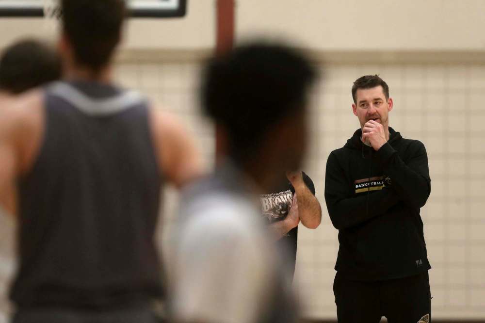 SHANNON VANRAES / FREE PRESS FILES
Bisons men’s basketball coach Kirby Schepp hopes people see university sports as more than just kids playing games.