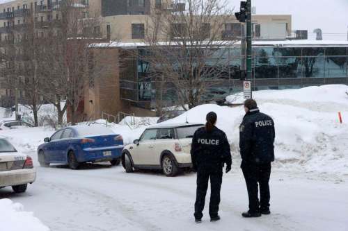 Police attend the scene of a shooting at a Quebec City mosque in 2017 that left six people dead and five others injured. THE CANADIAN PRESS FILES/Paul Chiasson