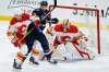 JOHN WOODS / WINNIPEG FREE PRESS
Winnipeg Jets’ Trevor Lewis fights for position with Calgary Flames' Juuso Valimaki in front of goaltender David Rittich during the second period in Winnipeg on Tuesday.