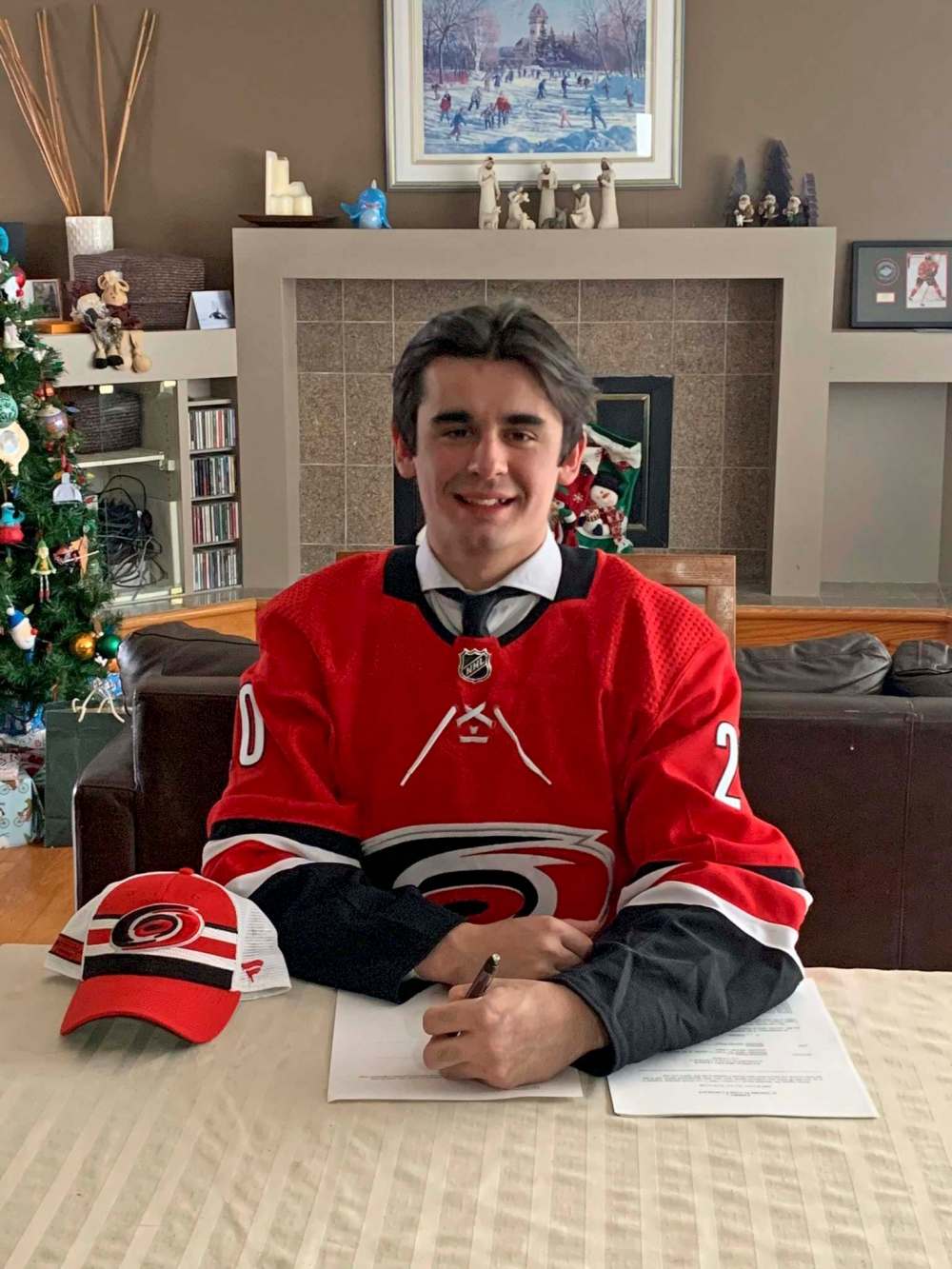 TWITTER
Seth Jarvis tweeted this photo December 28, 2020, after signing with the Carolina Hurricanes.