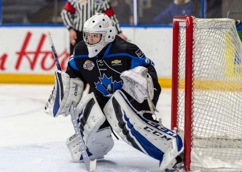 SUPPLIED PHOTO
New Winnipeg Ice goaltender Carl Stankowski while playing for the Penticton Vees.