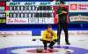 Team Manitoba skip Jason Gunnlaugson, left, directs his team as Team Wild Card One skip Mike McEwen looks on at the Brier in Calgary, Monday. THE CANADIAN PRESS/Jeff McIntosh