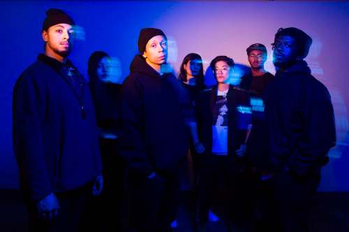 Winnipeg hip-hop ensemble Super Duty Tough Work is hosting an online bingo/trivia event every sunday through March with frontman Brendan Grey, centre. (Adam Kelly photo)