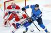 Winnipeg Jets' Pierre-Luc Dubois fights for position with Montreal Canadiens' Brett Kulak in front of goaltender Carey Price during the first period of the Jets 4-3 OT win in Winnipeg on Wednesday. THE CANADIAN PRESS/John Woods