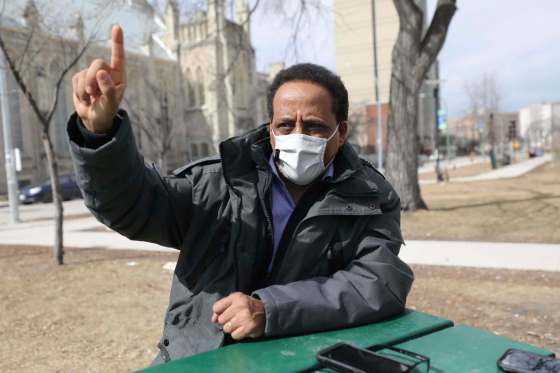 RUTH BONNEVILLE / WINNIPEG FREE PRESSTecleab Misgun Tewolde calls for more police presence in the Central Park neighbourhood.