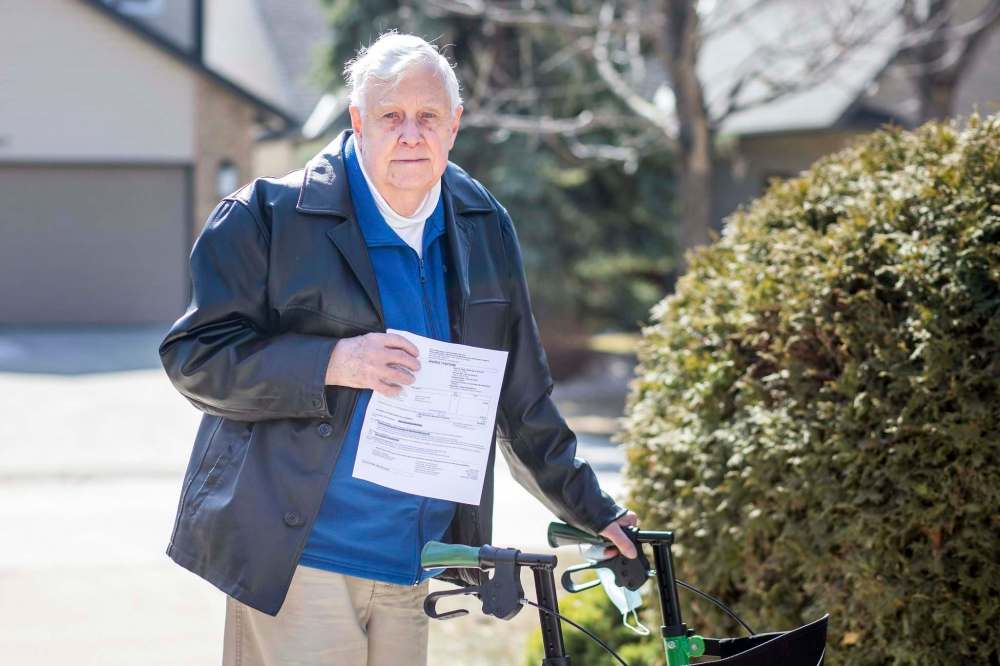 Two weeks after he was vaccinated, Tom Denton received a surprise $228 bill in the mail. (Mikaela MacKenzie / Winnipeg Free Press)