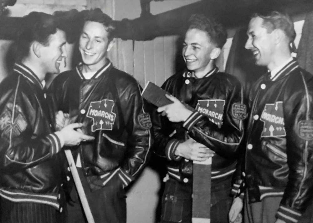 SUPPLIED
Robertson (second from left) and some Winnipeg Monarchs teammates.