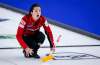 Jeff McIntosh / The Canadian Press
Team Canada skip Kerri Einarson gestures to her teammates Friday as she makes a shot against Sweden at the Women's World Curling Championship in Calgary.
