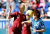 England forward Toni Duggan (11) and Japan defender Asato Miyagawa (16) vie for the ball during the second half of a SheBelieves Cup soccer match Sunday, March 8, 2020, in Harrison, N.J. (AP Photo/Bill Kostroun)