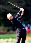 Mel Reid hits from the fourth tee during the final round of the Shop Rite LPGA Classic golf tournament, Sunday, Oct. 4, 2020, in Galloway, N.J. (AP Photo/Noah K. Murray)