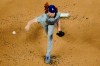 Los Angeles Dodgers starting pitcher Dustin May throws against the Atlanta Braves during the first inning in Game 5 of a baseball National League Championship Series Friday, Oct. 16, 2020, in Arlington, Texas. (AP Photo/David J. Phillip)