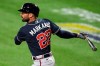 FILE - Atlanta Braves' Nick Markakis watches his double during the second inning of the team's baseball game against the Baltimore Orioles, in Baltimore, in this Tuesday, Sept. 15, 2020, file photo. Markakis has retired after 15-year career spent with the Atlanta Braves and Baltimore Orioles. The 37-year-od Markakis, who was a free agent, told The Athletic in a story published Friday, March 12, 2021, that he was done playing after accumulating 2,388 hits, earning his lone All-Star bid in 2018 and coming within one win of reaching the World Series in his final season. (AP Photo/Terrance Williams, File)