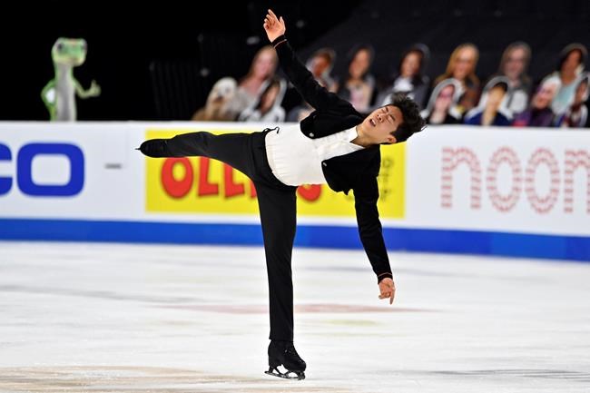 FILE - Nathan Chen of the United States competes during the men's short program of the International Skating Union Grand Prix of Figure Skating Series in Las Vegas, in this Friday, Oct. 23, 2020, file photo. Chen will be the headliner at the U.S. Figure Skating Championships that begin Thursday, Jan. 14, 2021, in Las Vegas, Mariah Bell could be the scene stealer. (AP Photo/David Becker, FIle)