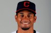 FILE - This is a 2020 file photo showing Oscar Mercado of the Cleveland Indians baseball team. Indians outfielder Oscar Mercado will undergo an MRI on his left wrist, which he injured while making a diving catch in an exhibition game. Manager Terry Francona said Mercado, who had a solid rookie season in 2019 for Cleveland, will have the imaging tests on Friday, March 6, 2020. (AP Photo/Ralph Freso, File)