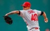 FILE - Los Angeles Angels starting pitcher Jesse Chavez winds up during the first inning of the team's baseball game against the Cleveland Indians in Cleveland, in this Tuesday, July 25, 2017, file photo. Veteran right-hander Jesse Chavez has re-signed with the Los Angeles Angels on a minor league deal. Chavez will join the Angels’ spring training camp in Tempe, Arizona, after he clears their intake protocols. (AP Photo/Ron Schwane, File)