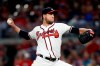 FILE - Atlanta Braves relief pitcher Anthony Swarzak works in the seventh inning of a baseball game against the New York Mets in Atlanta, in this Wednesday, June 19, 2019, file photo. The Arizona Diamondbacks have added veteran reliever Anthony Swarzak as a non-roster invitee to spring training. The team announced it added the 35-year-old right-hander on Thursday, March 4, 2021. (AP Photo/John Bazemore, File)