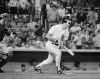 FILE - New York Yankees' Don Mattingly opens his mouth and watches his three run home run against the Minnesota Twins with two out in the bottom of the ninth leave Yankee Stadium in New York, in this May 13, 1985, file photo. The homer enabled the Yankees to win 9-8 over the Twins. The former New York Yankees' American League batting champion knows his place now is in the dugout. As manager of the Miami Marlins, Don Mattingly finds it easy to resist any temptation to step to the plate and show his pitchers who he is — or was.(AP Photo/Ray Stubblebine, File)
