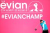 FILE - In this Sept. 17, 2016, file photo, Lydia Ko, of New Zealand, tees off on the first hole during the third round of the Evian Championship women's golf tournament in Evian, eastern France. The LPGA Tour has lost its first major because of the COVID-19 pandemic. The tour says the Evian Championship has been canceled this year because of travel and border restrictions in France. (AP Photo/Laurent Cipriani, File)